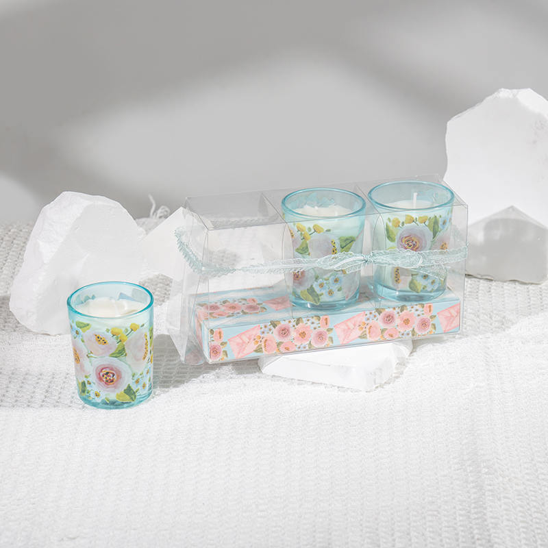 Mater'day classic parvum poculum vitreum rotundum candelis odoratis 3PCS paro-eco soy lucerna fabrica