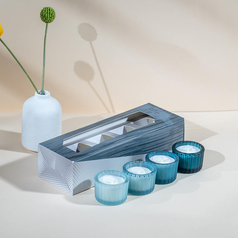 Set of 4 vertical striata parva nanum vitreum cereum cyathos