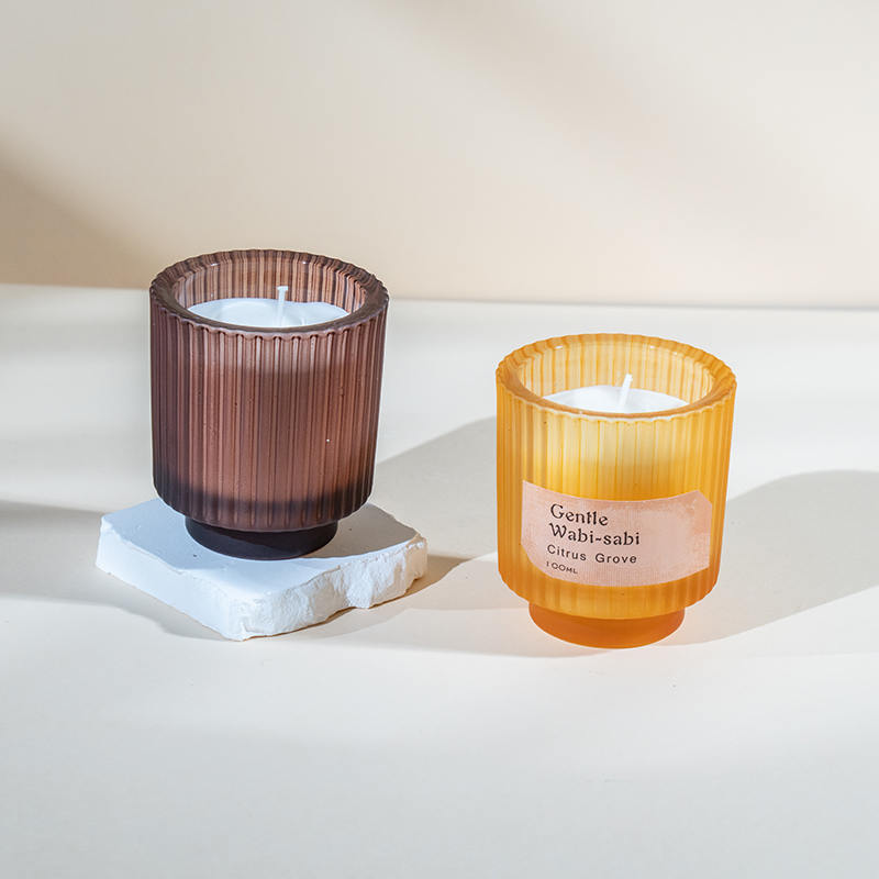 Cereus vitreus rotundus cum plagis verticalibus candelis odoratis eco soy cereis cereis venditoris