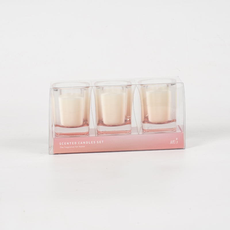 3pcs candelae quadratae cum gradiente colore positae