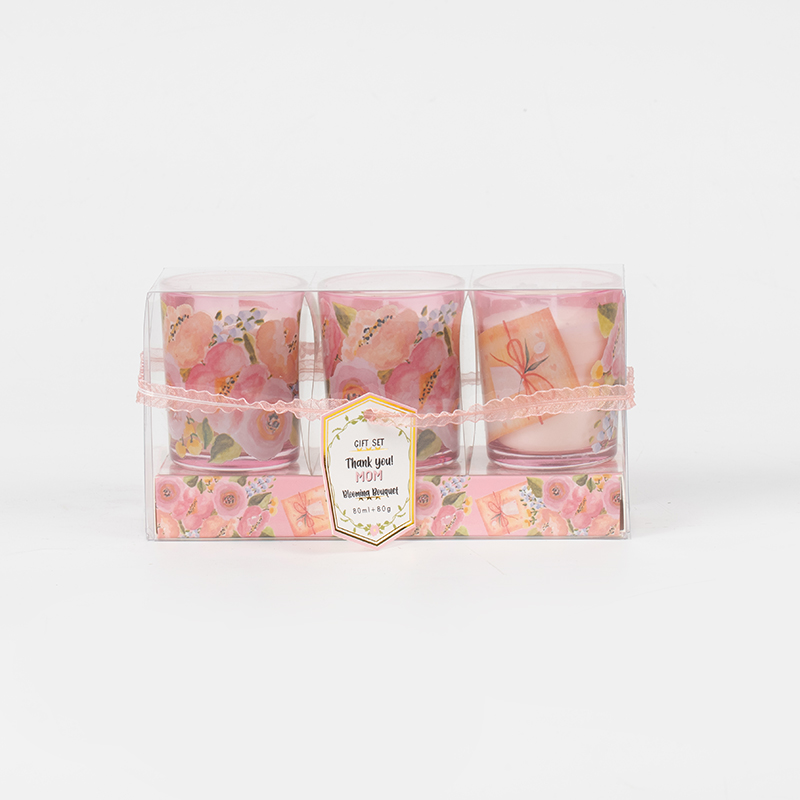 Mater'day classic parvum poculum vitreum rotundum candelis odoratis 3PCS paro-eco soy lucerna fabrica