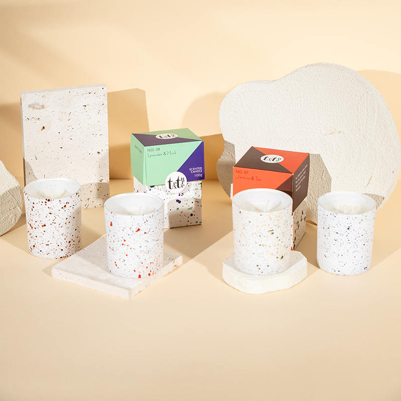 Calix rotundus classicus cereum odoratum cum consilio marmoreo imprimendi-Eco soy cereo cereo